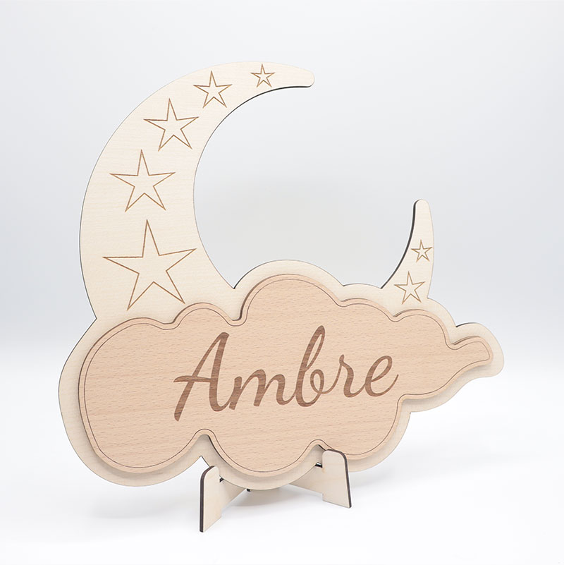 prenom grave sur bois Lune