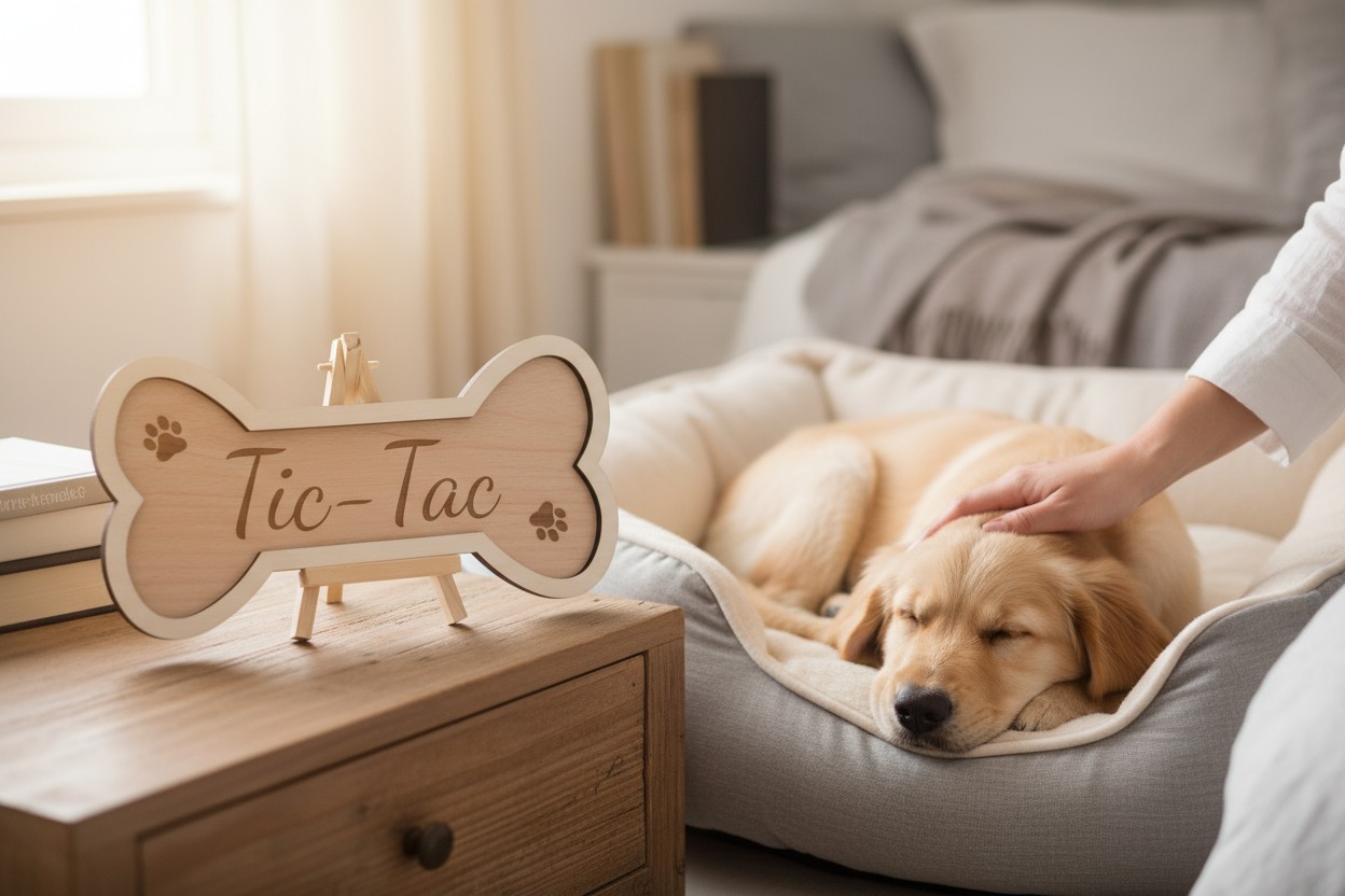 Os en bois gravé, plaque pour chien personnalisée