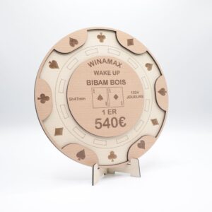 Trophée Tournoi Poker en bois, à personnaliser