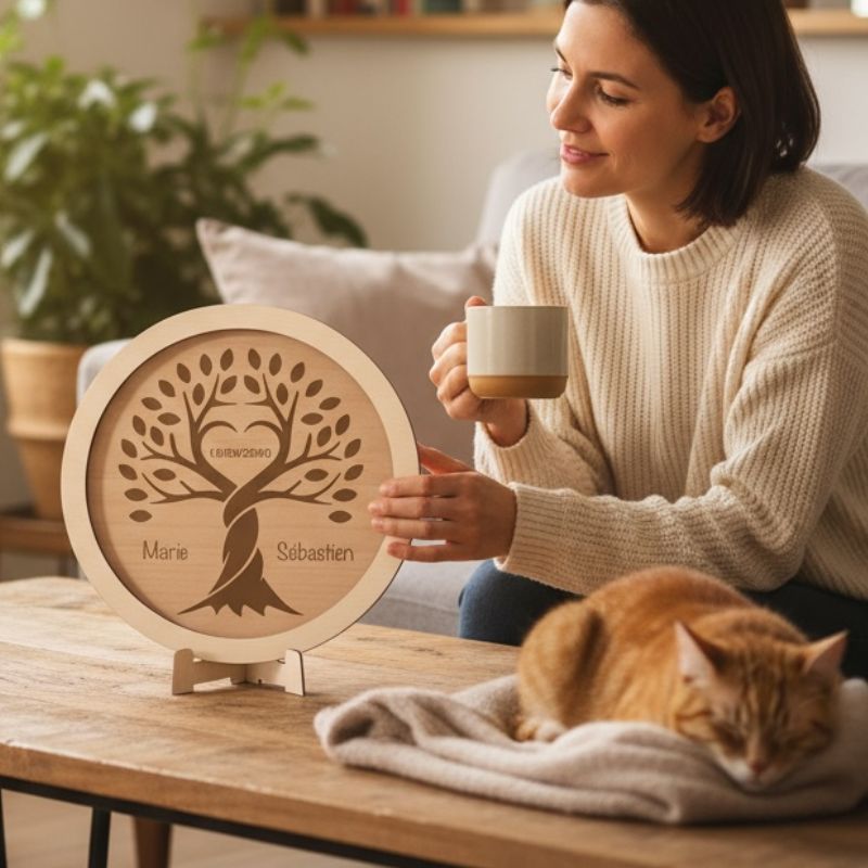 Arbre de vie personnalisé en bois - Tronc entrelacé