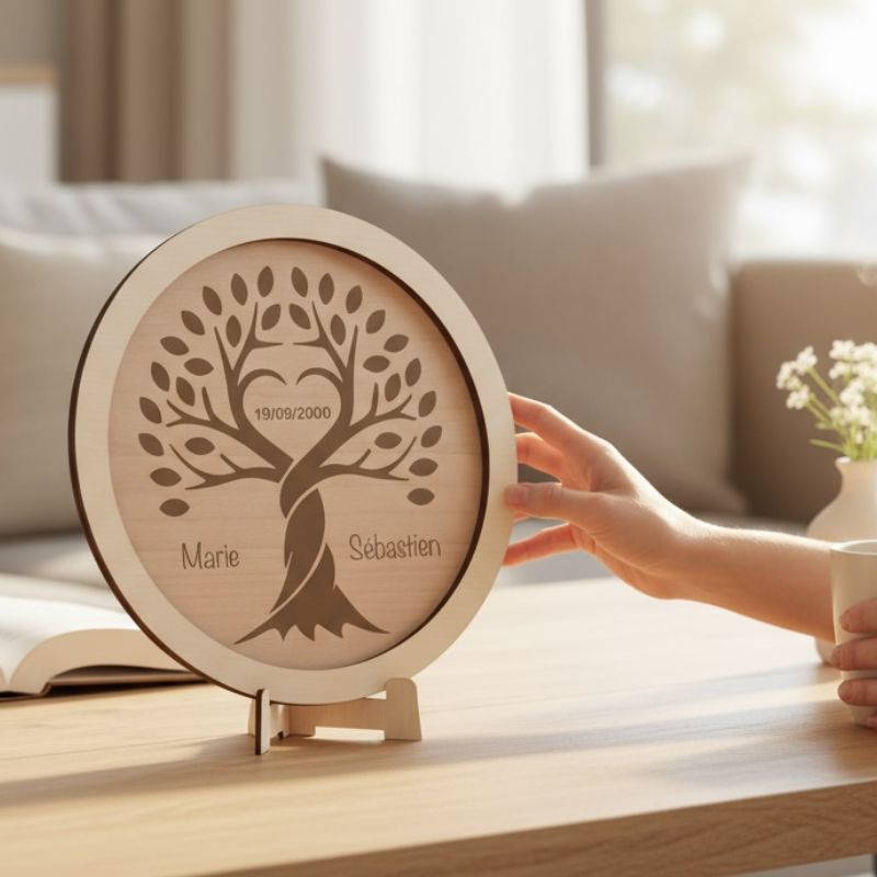 Arbre de vie personnalisé en bois - Tronc entrelacé