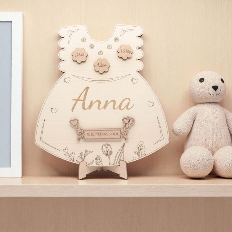 Robe Déco chambre Fille à personnaliser - Style Faire Part Naissance