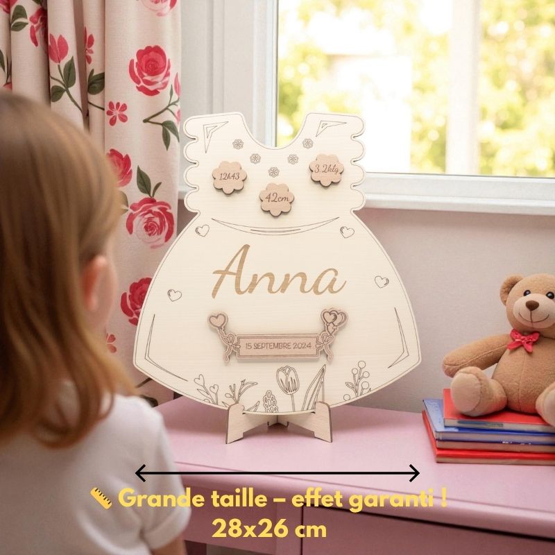 Robe Déco chambre Fille à personnaliser - Style Faire Part Naissance