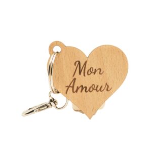 Porte clé en bois Coeur
