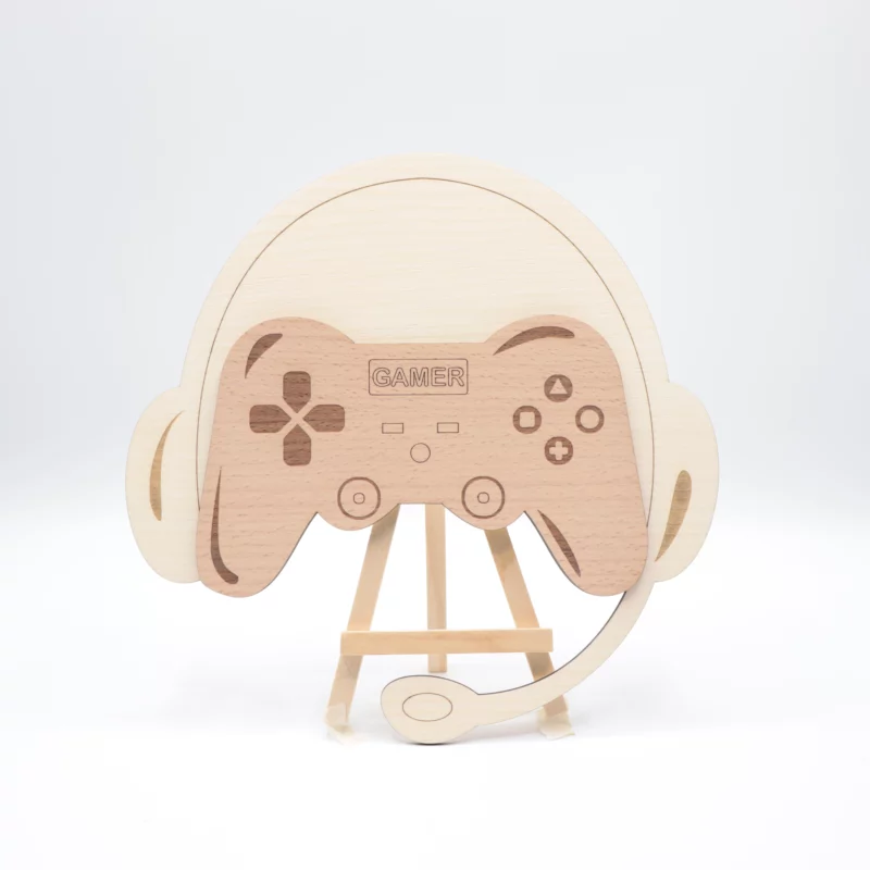 Prénom enfant gravé sur bois, Gamer