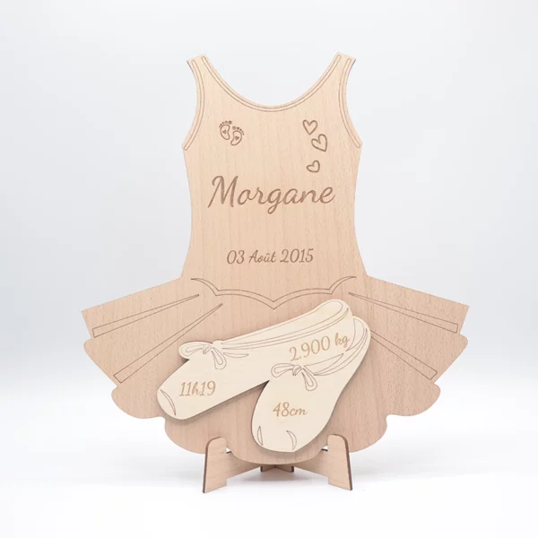 Déco chambre fille tutu danse personnalisée cadeau naissance bois