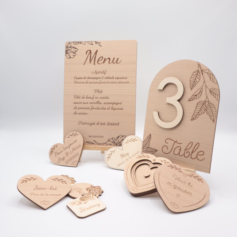 Pack Mariage personnalisé – déco de mariage en bois sur-mesure