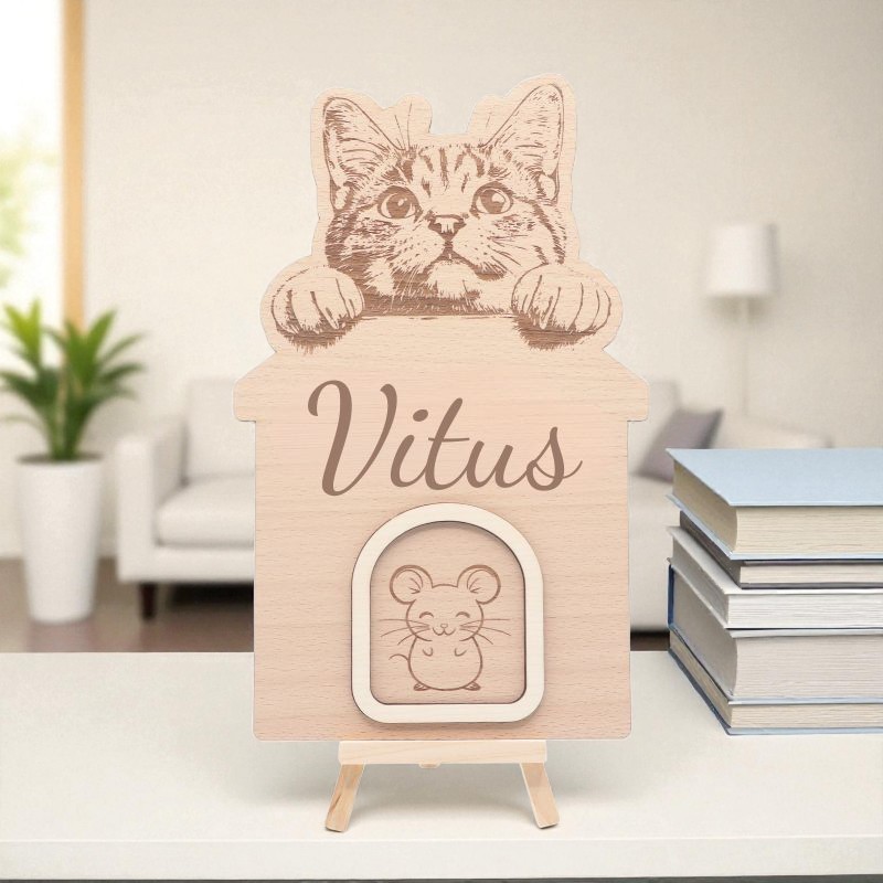 Déco Nom de Chat gravé - Européen