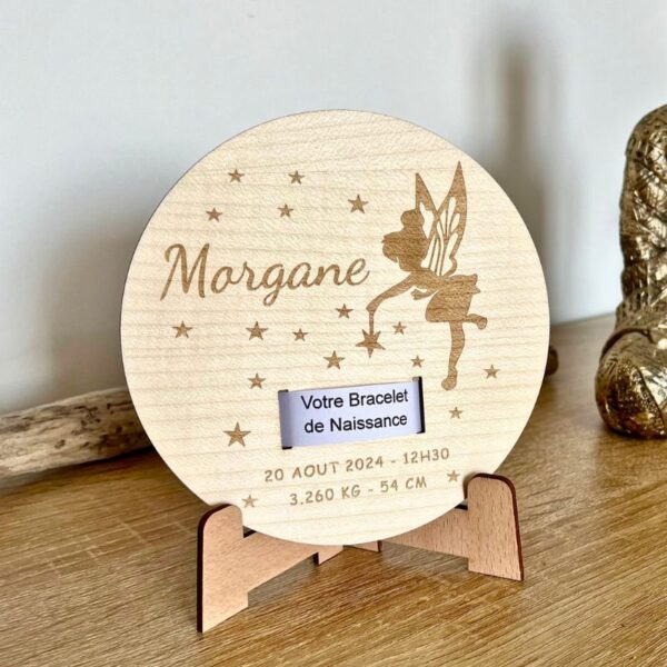 Cadeau naissance personnalisé en bois fée clochette bracelet