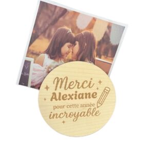 Magnet en Bois Personnalisé pour Maîtresse et ATSEM - Rond