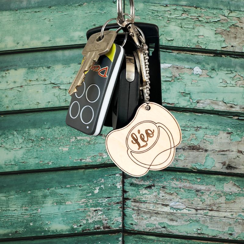 Porte clé en bois Tétine BABY