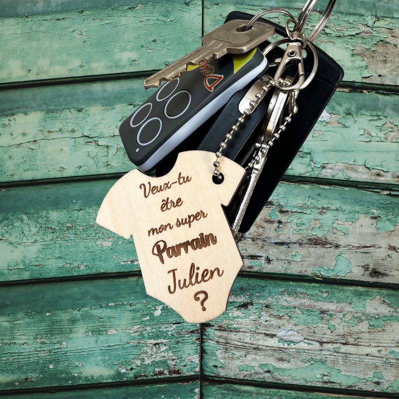 Porte-Clés en Bois Personnalisé – Body Parrain