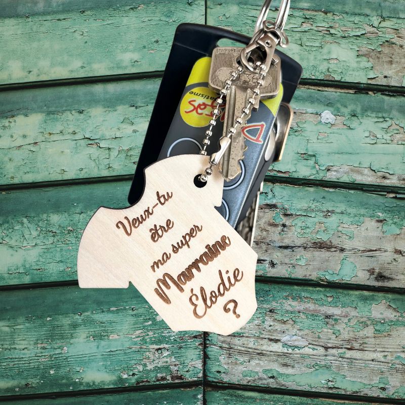 Porte-Clés en Bois Personnalisé – Body Marraine