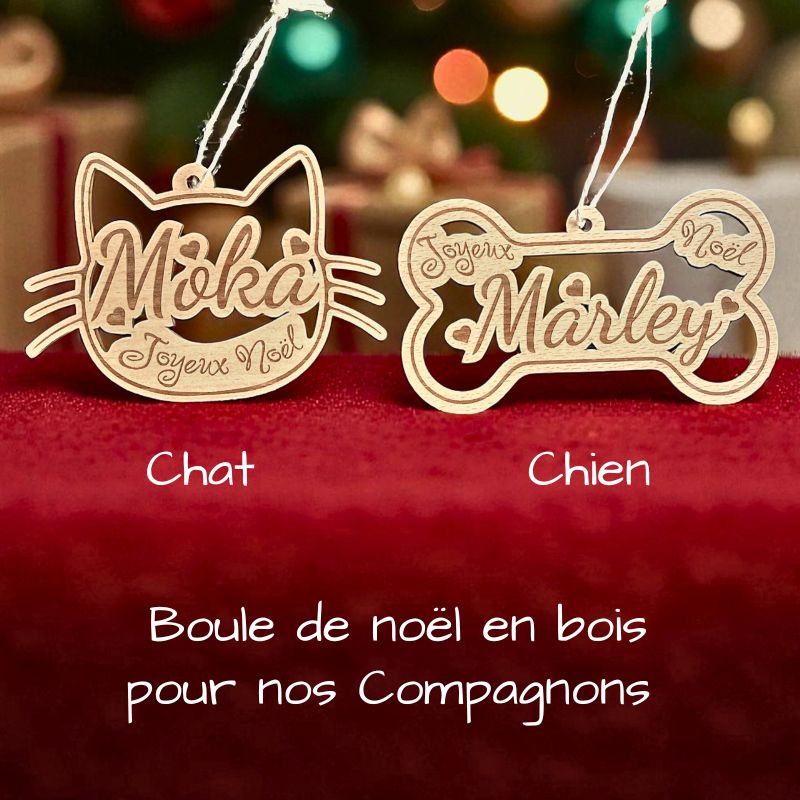 Boule de Noël Personnaliser, Chat & Chien