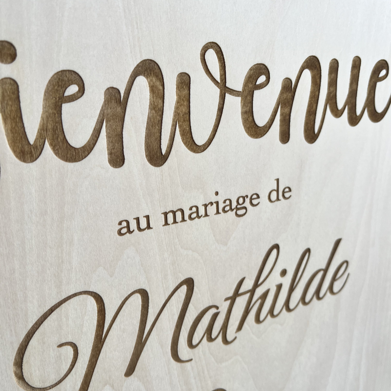 Panneau de mariage personnalisé en bois – Gravure laser premium