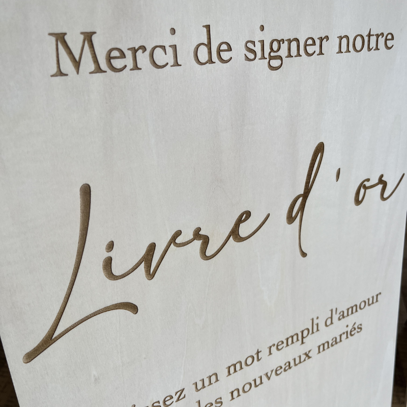 Panneau de mariage personnalisé en bois – Gravure laser premium