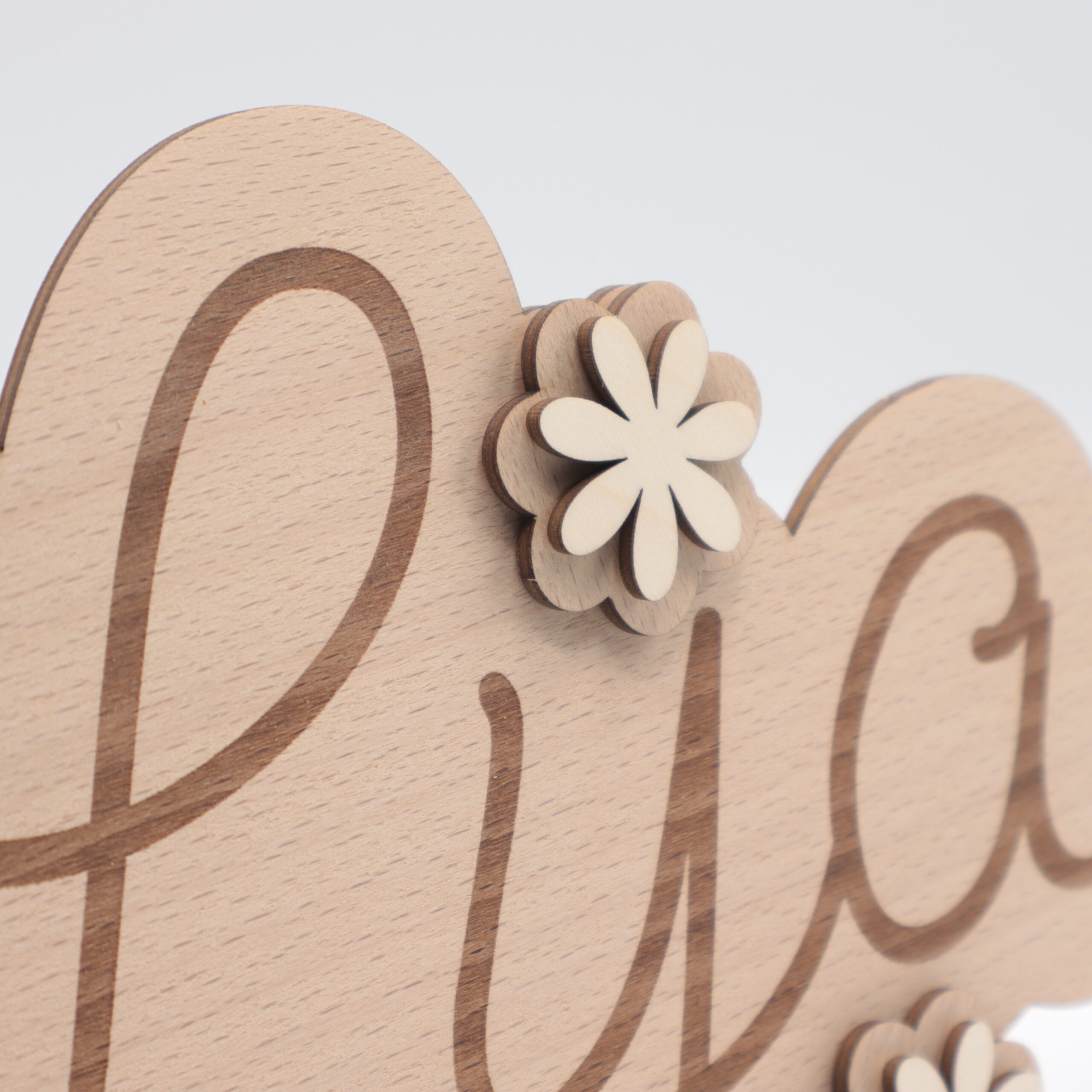 Prénom en Bois Personnalisé avec Fleurs – Décoration Murale Personnalisée