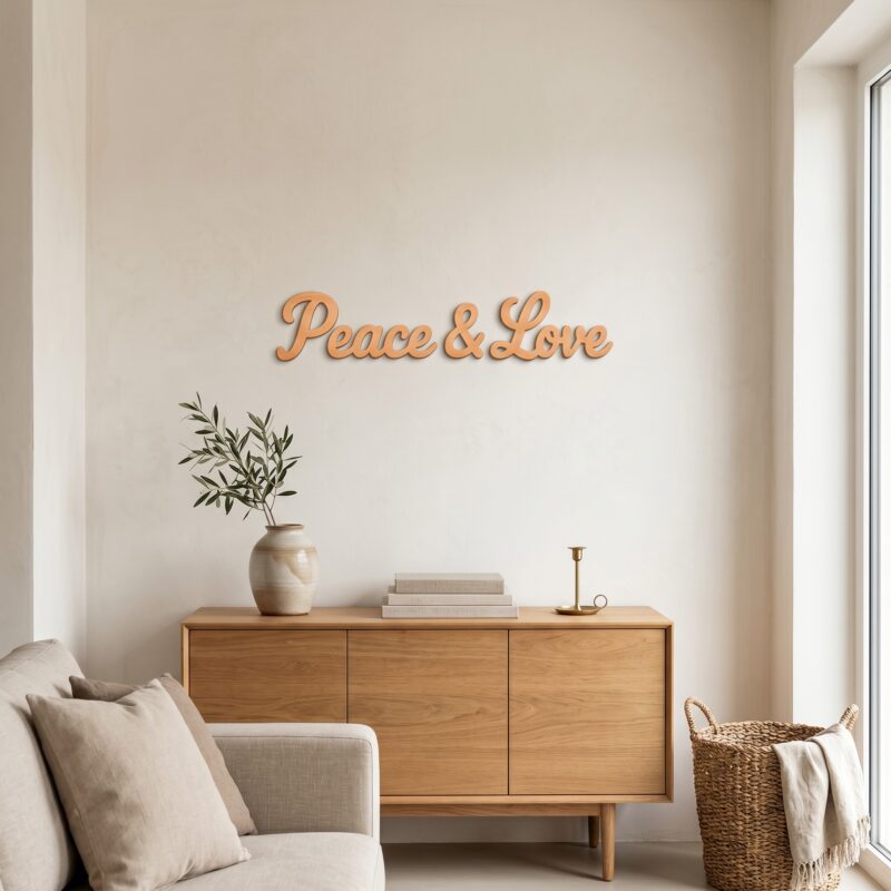 Décoration murale en bois « Peace & Love » – 80 cm