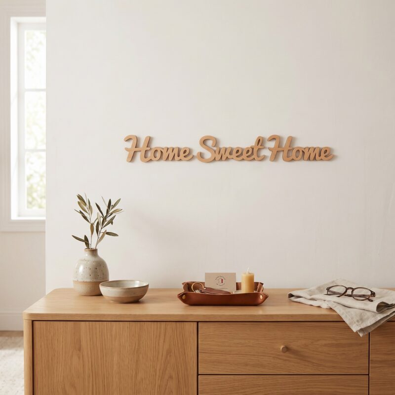 Décoration murale en bois « Home Sweet Home » – 85 cm