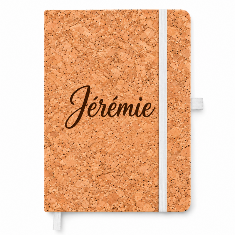 Carnet en liège personnalisé A5 avec prénom gravé au laser