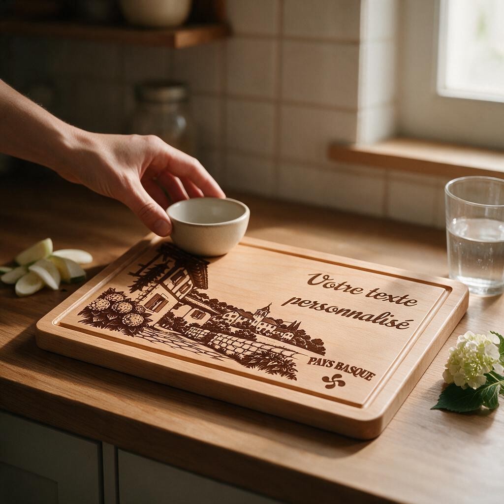 Planche à découper personnalisée Pays Basque – Gravure basque en bois