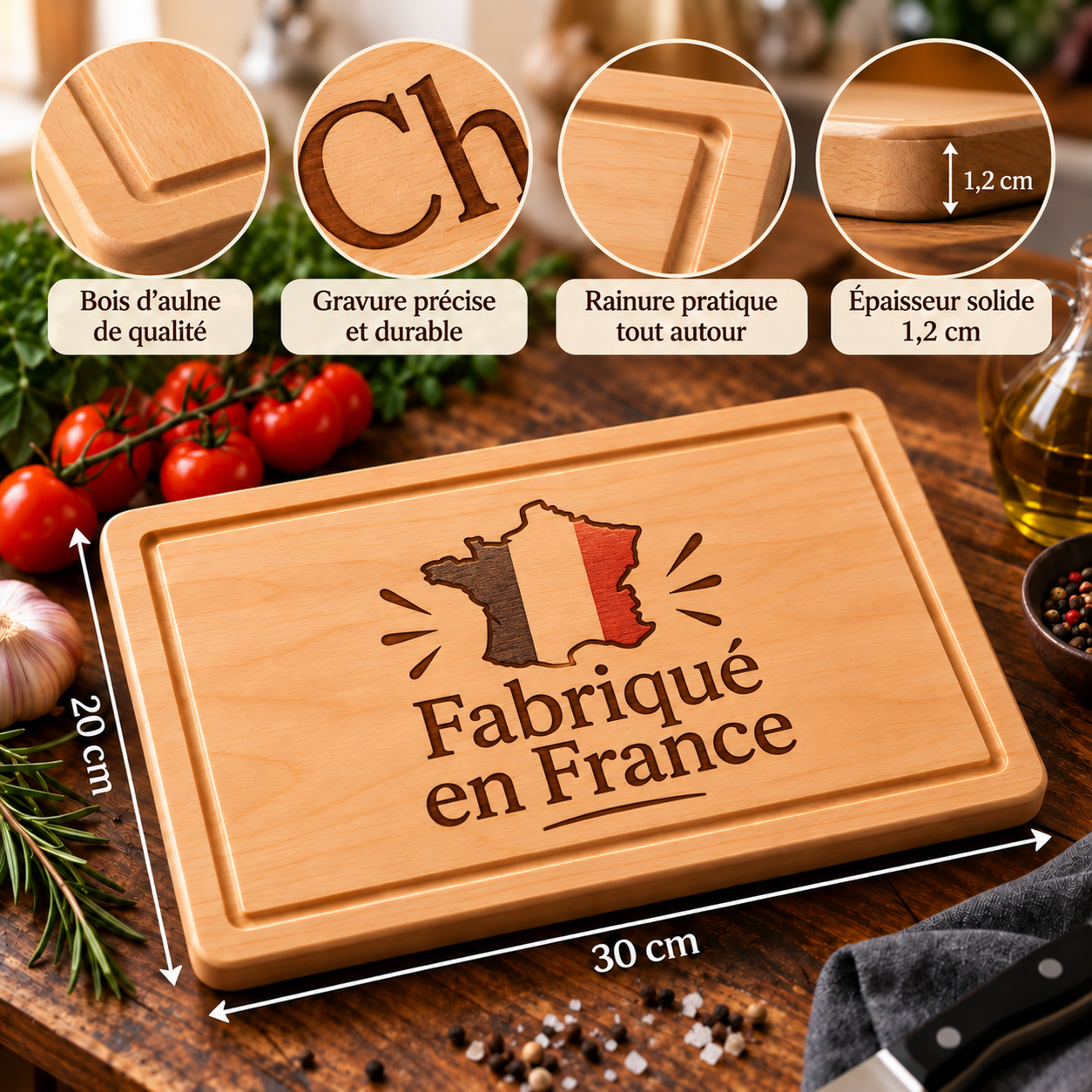 Planche à découper personnalisée Tracteur – Cadeau Agriculteur gravé en bois