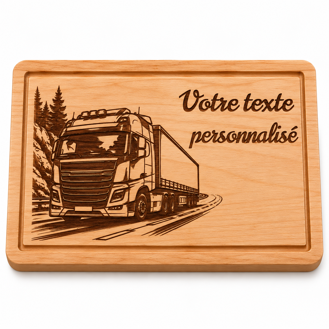 Planche à découper personnalisée Routier – Camion gravé en bois