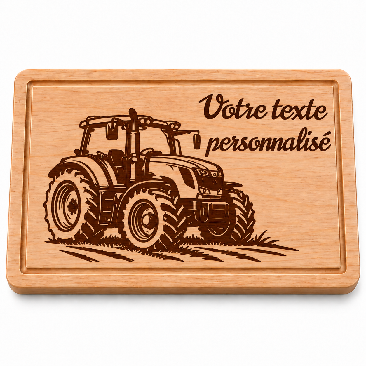 Planche à découper personnalisée Tracteur – Cadeau Agriculteur gravé en bois