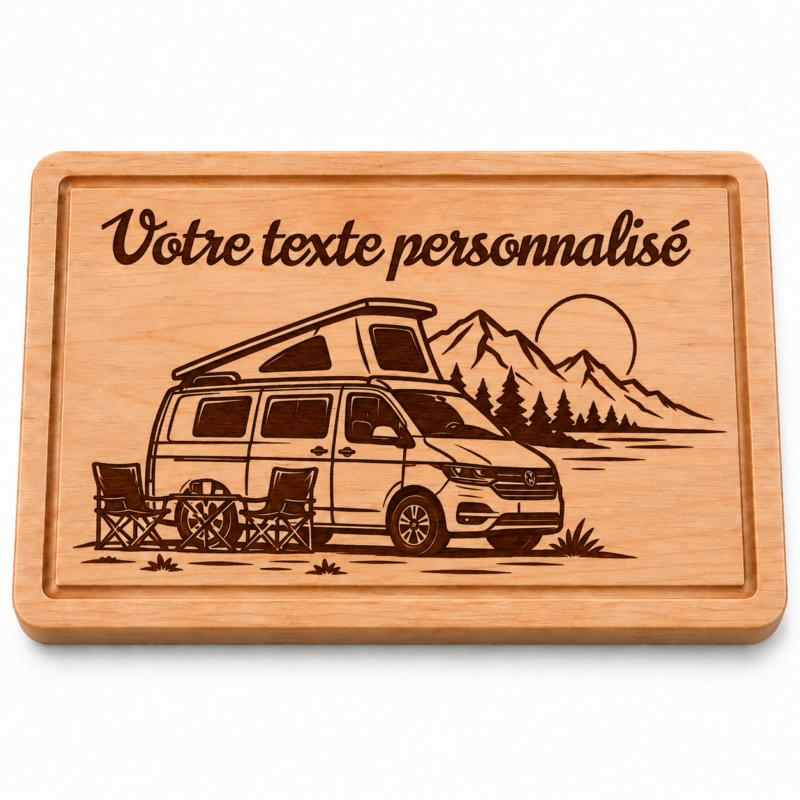 Planche à découper personnalisée Van Life – Van aménagé gravé en bois