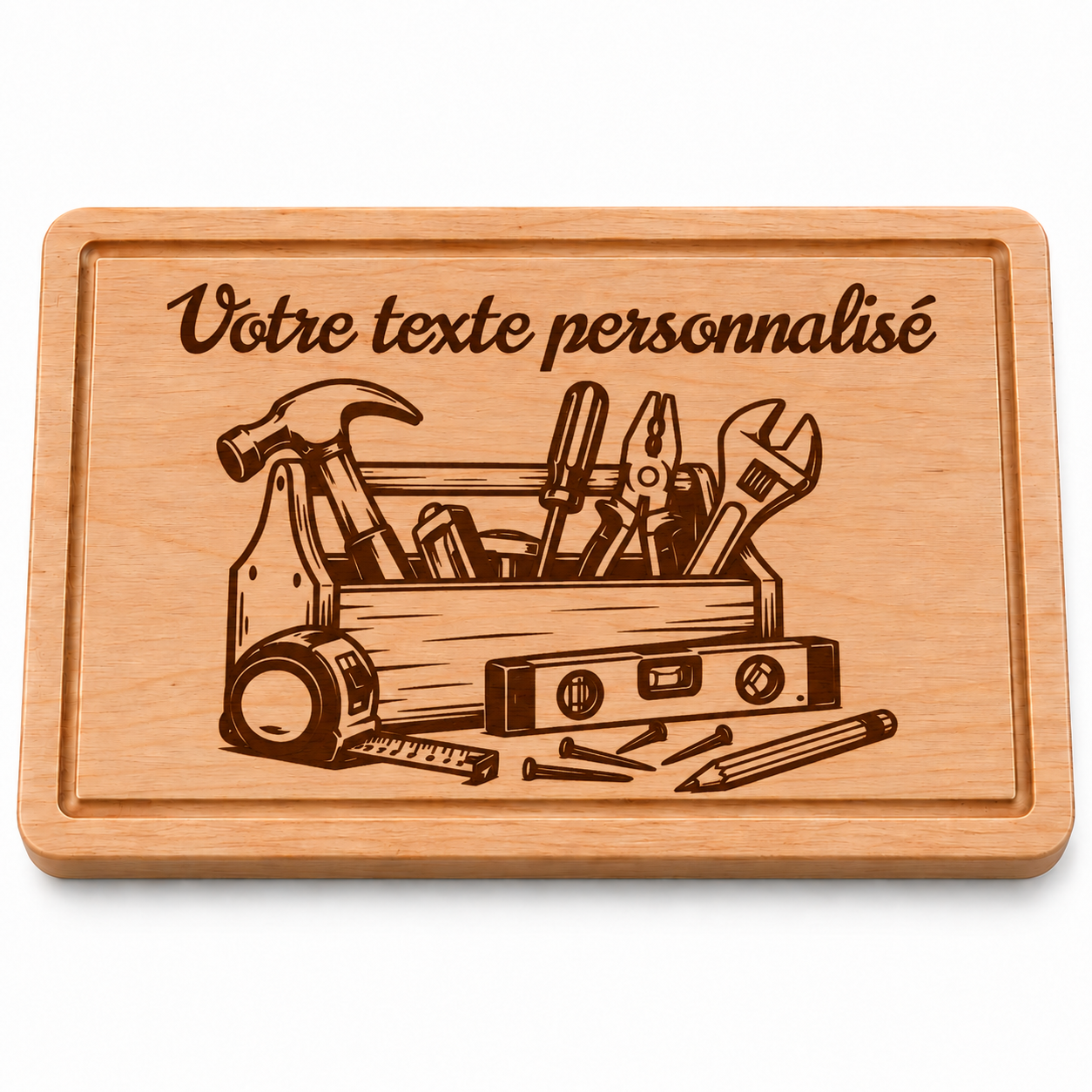 Planche à découper personnalisée Bricoleur – Outils gravés en bois