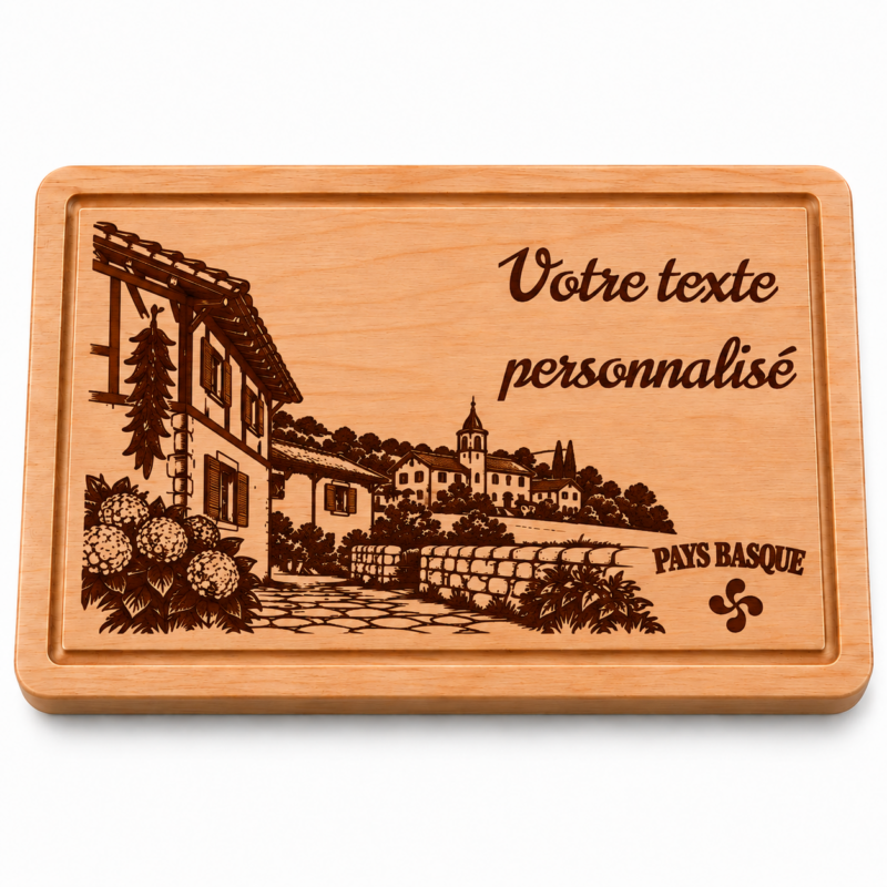Planche à découper personnalisée Pays Basque – Gravure basque en bois