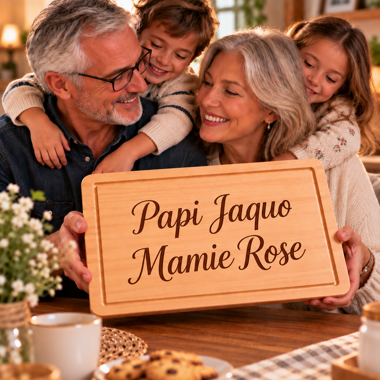 Planche à découper personnalisée en bois – Texte gravé