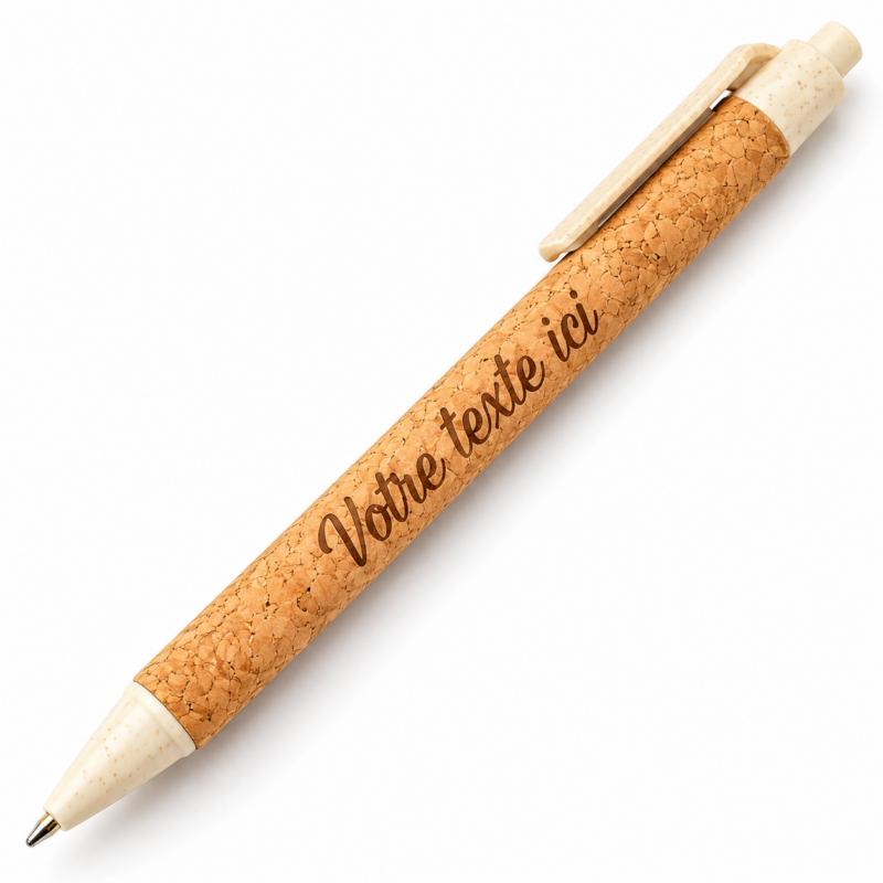 Stylo personnalisé en liège naturel – Gravure prénom ou texte – Cadeau original